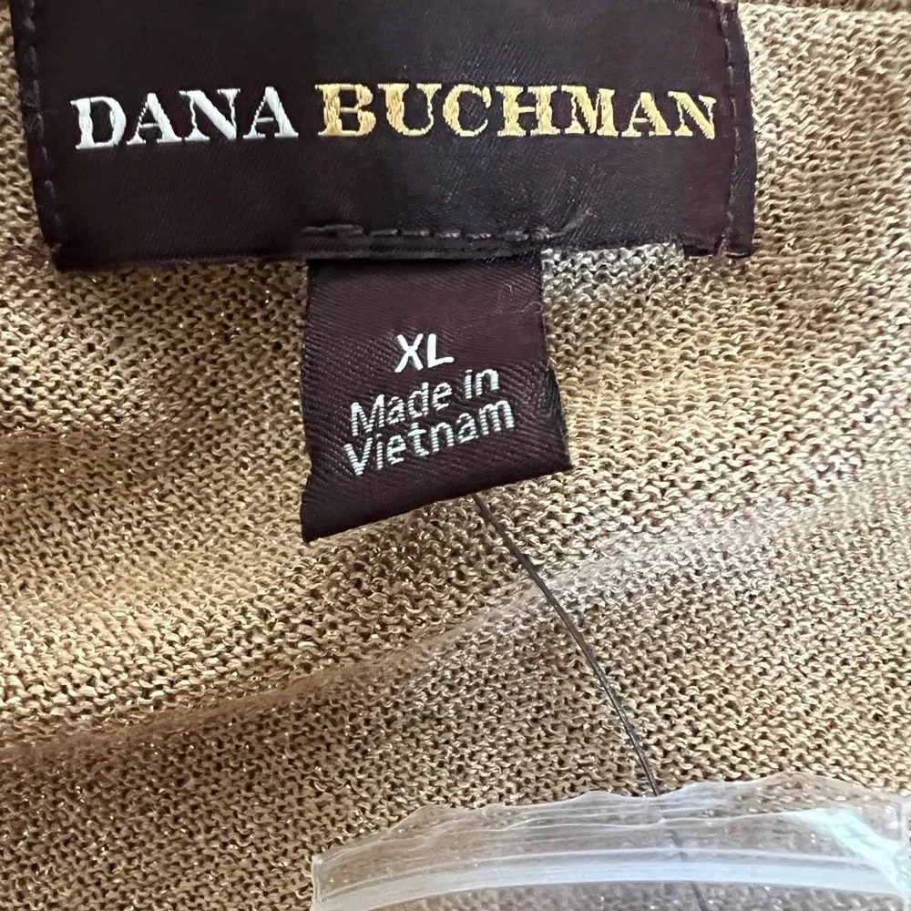 Dana Buchman Gold Shimmer Cowl Neck Sweater Top Off Shoulder XL New - Picture 4 of 5